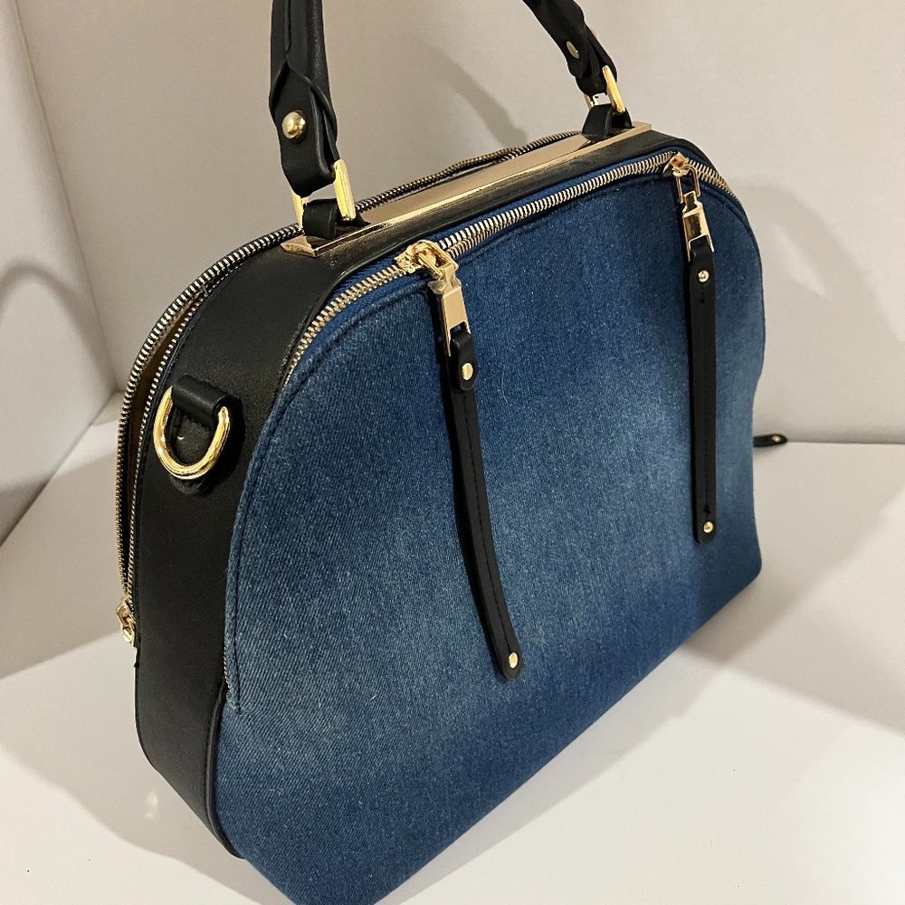New denim and vegan leather purse